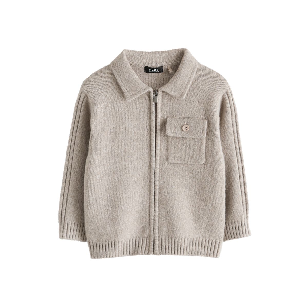 Cardigan en maille zippé/pantalon de jogging naturel, NEXT