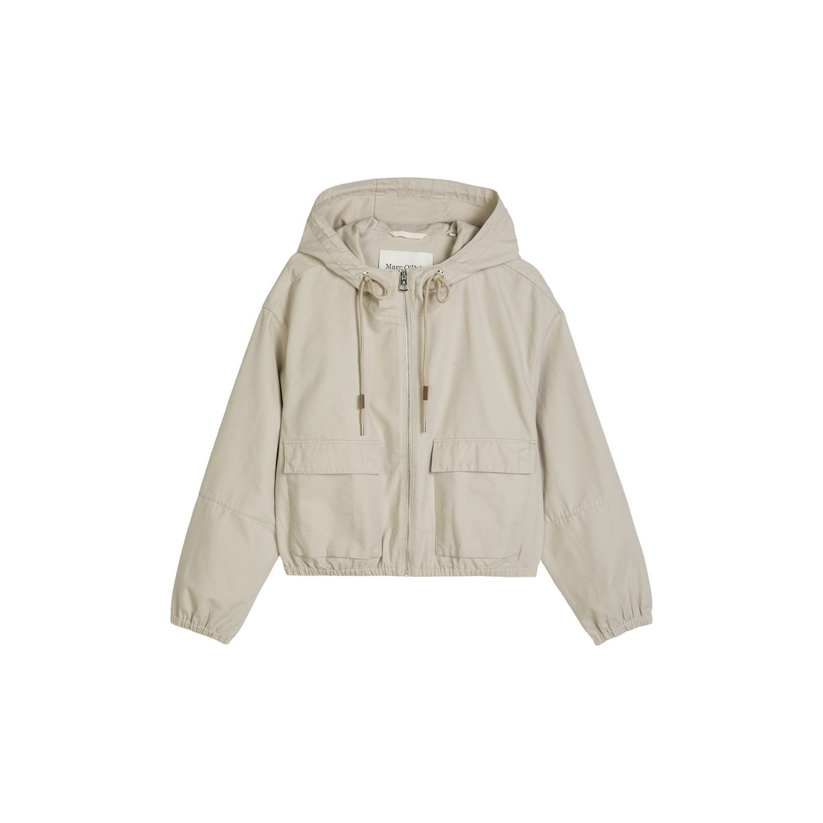 Veste outdoor avec capuche relaxed en toile de coton peignée beige, MARC O'POLO