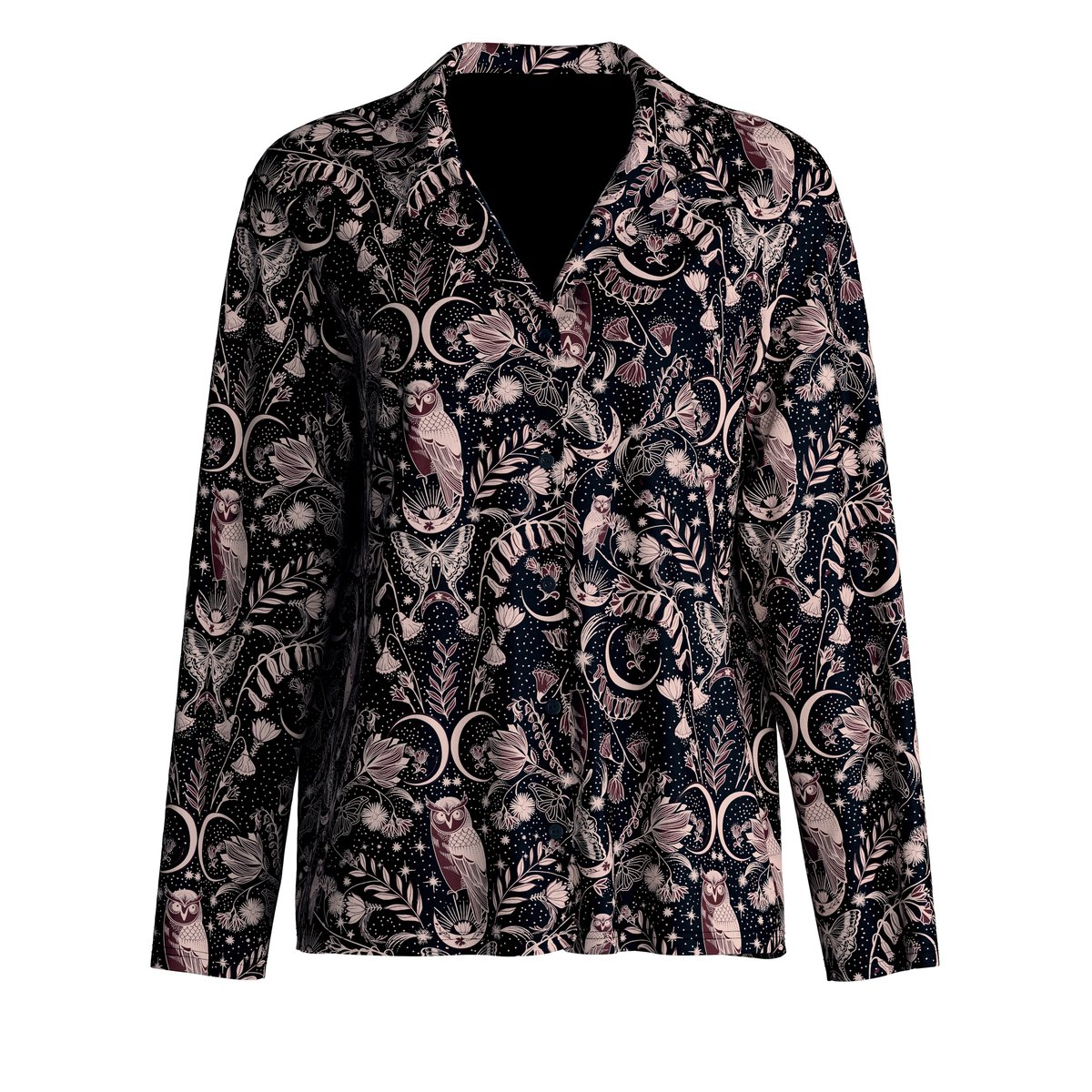 Shirt manches longues avec boutons – Mélange TENCEL™ Modal et soie manches longues Modal GLIMMER M&M noir, CALIDA