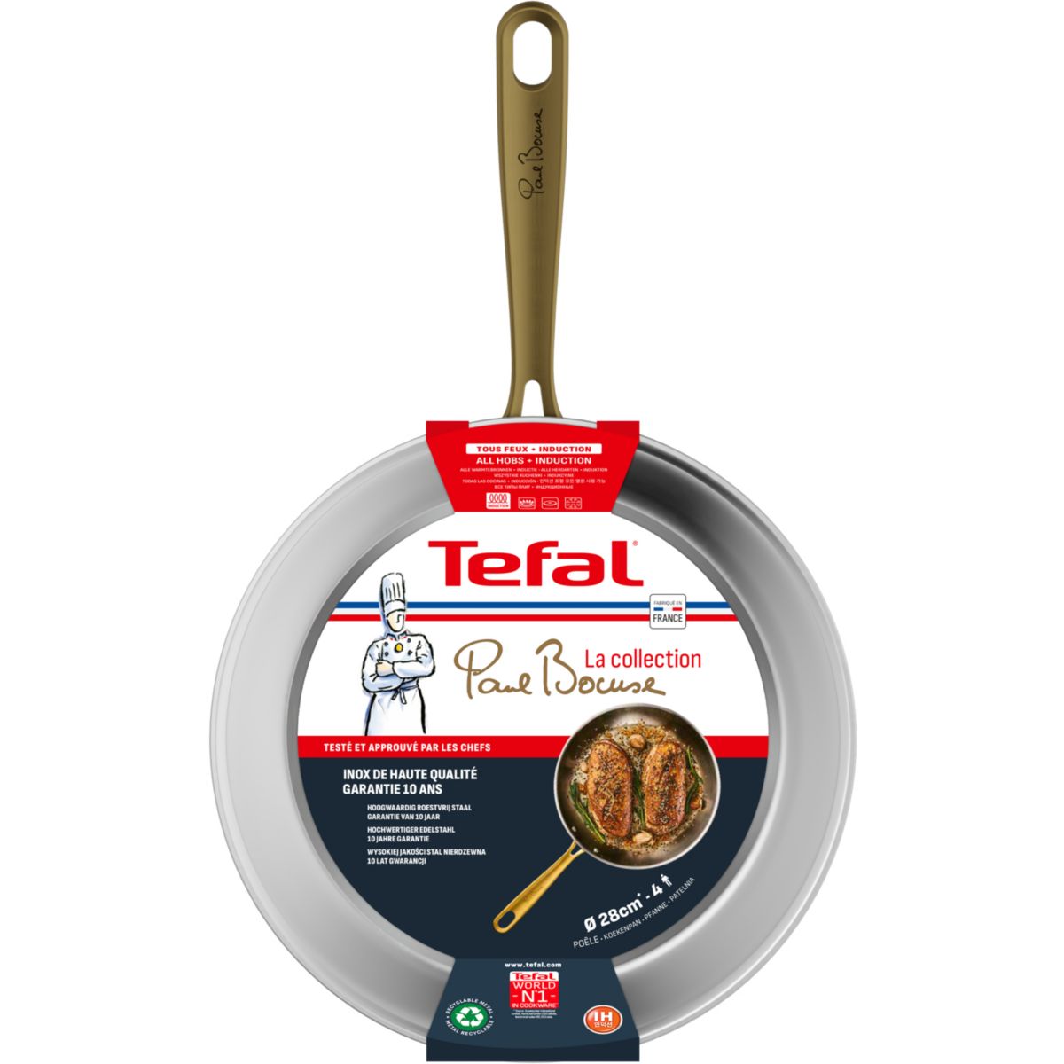 Poêle 28cm inox Bocuse Edition argenté, TEFAL