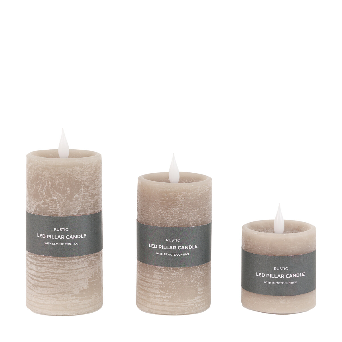 Set of 3 LED 1-Wick Candles in Greige grey, ÉDITÉ