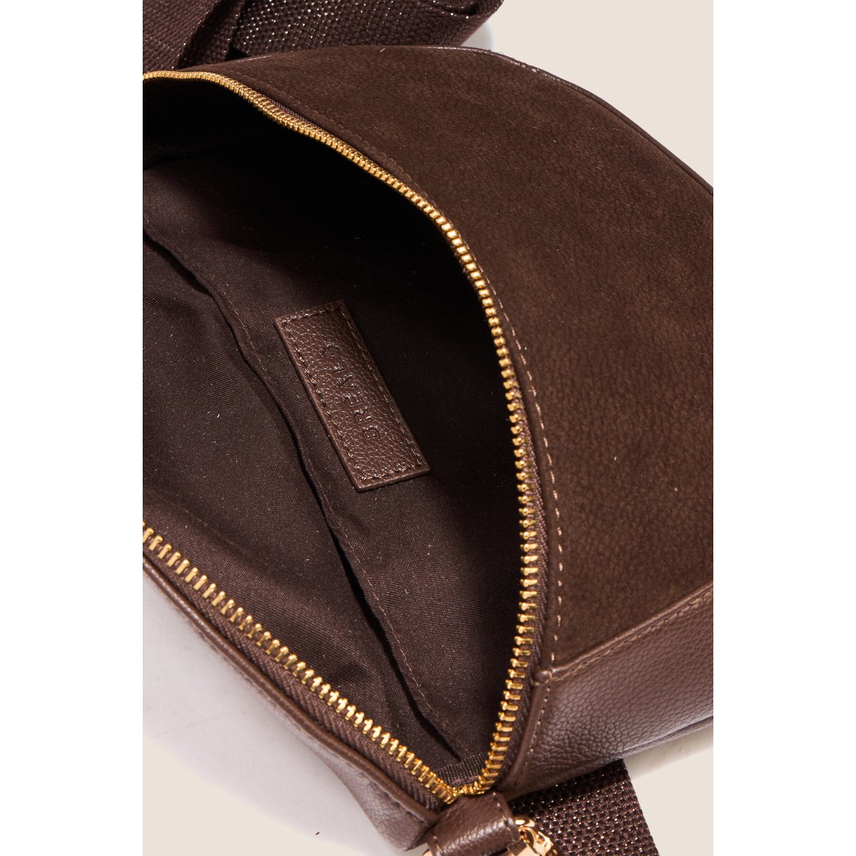 Sac banane bi-matière bandoulière marron foncé, BREAL