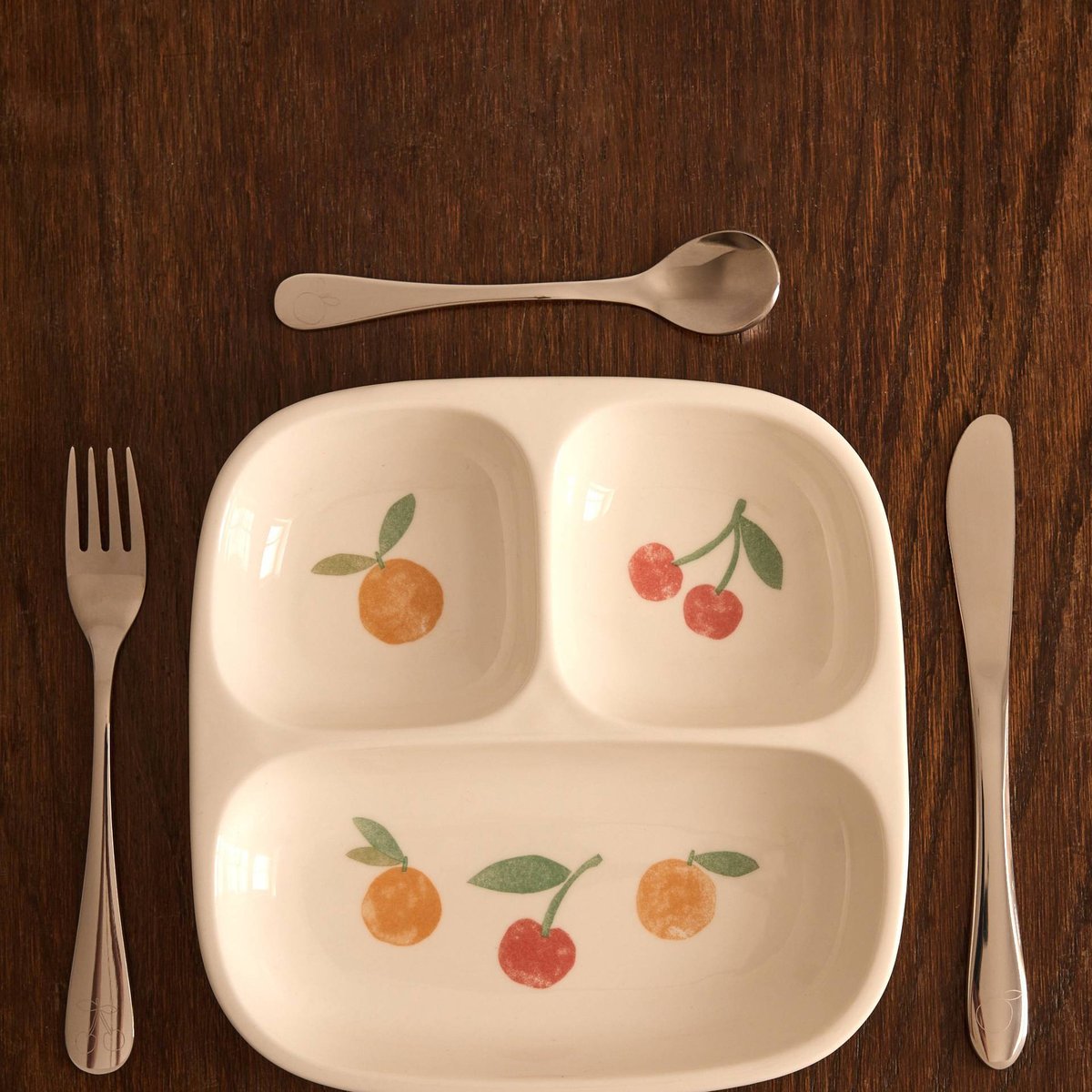 Assiette compartiment imprimée fruits pour enfant, 18 cm multi co, MONOPRIX