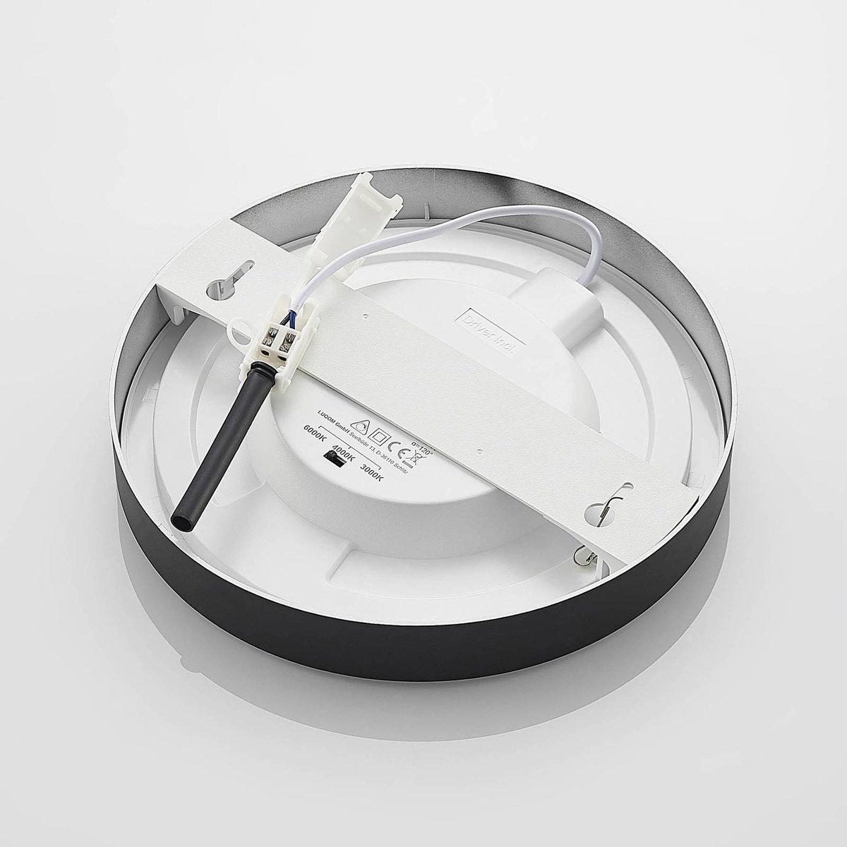 Plafonnier en aluminium moderneLED, Edwina noir, blanc, PRIOS