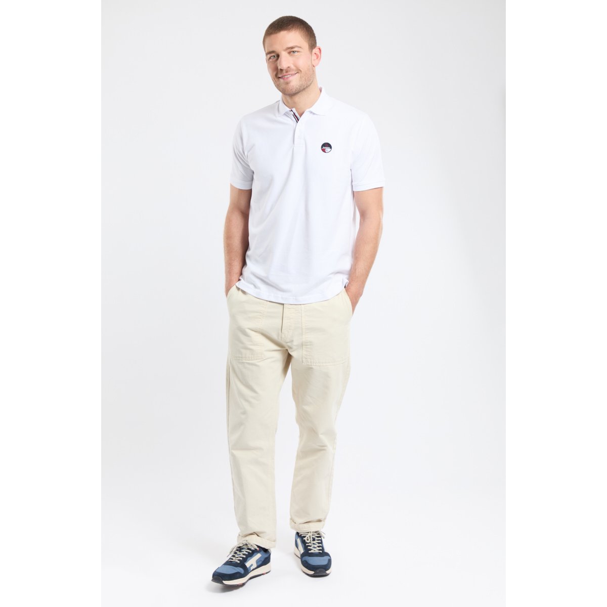 Polo uni GOTNEY blanc, BERMUDES