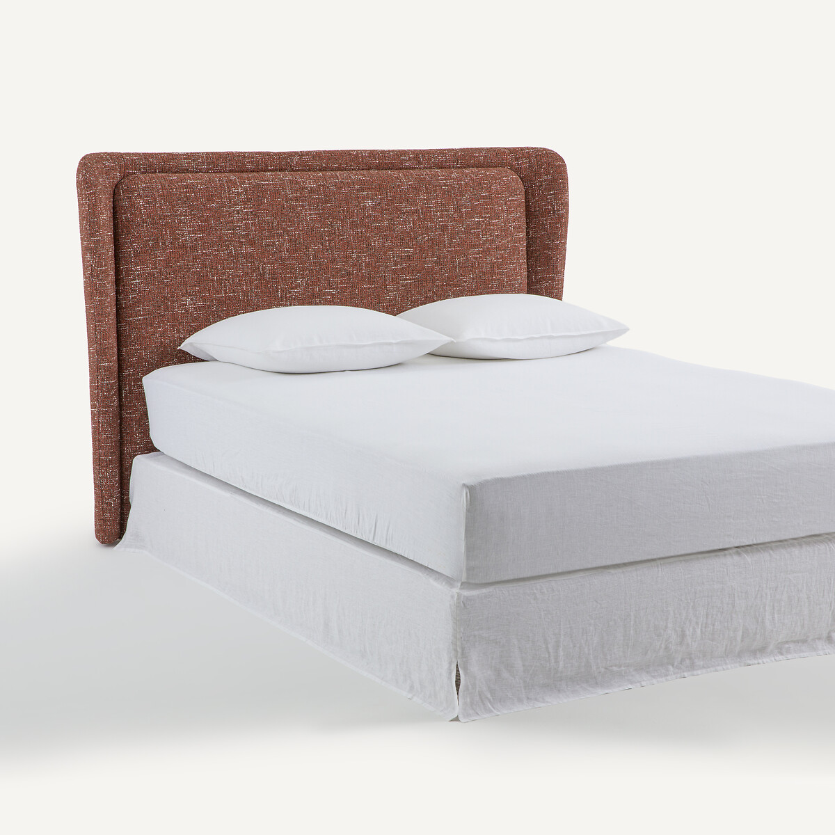 Cabeceira de cama com revestimento em tecido mesclado, Jabote tijolo, AM.PM