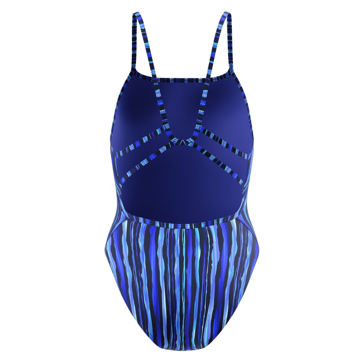 Maillot de bain 1 pièce dos à sangles fines motif/style rayures contrastées CLUB bleu, SPEEDO