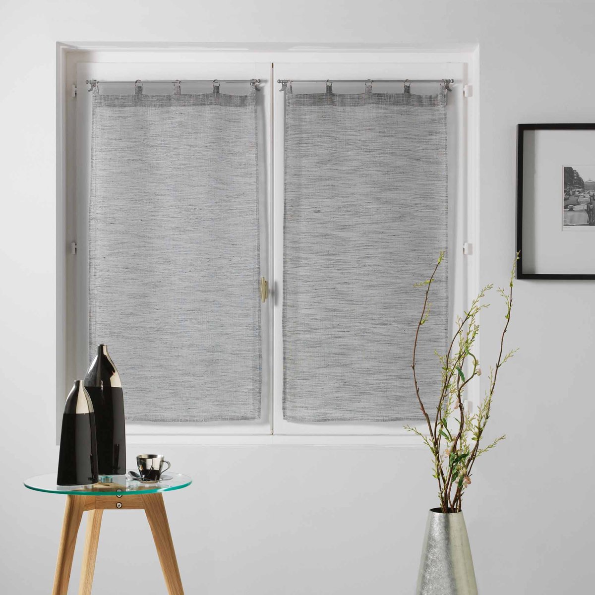 Paire de rideaux Voile 60x160cm Milza anthracite anthracite, EDEN