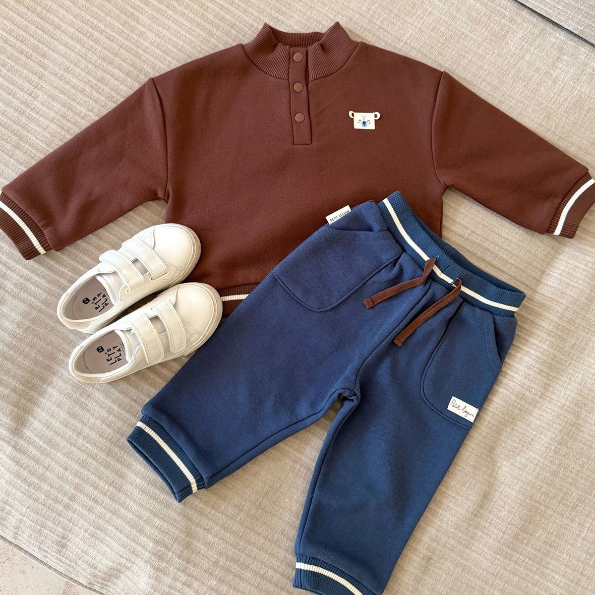 Sweat-shirt bébé en molleton Mathéo marron, PETIT BEGUIN