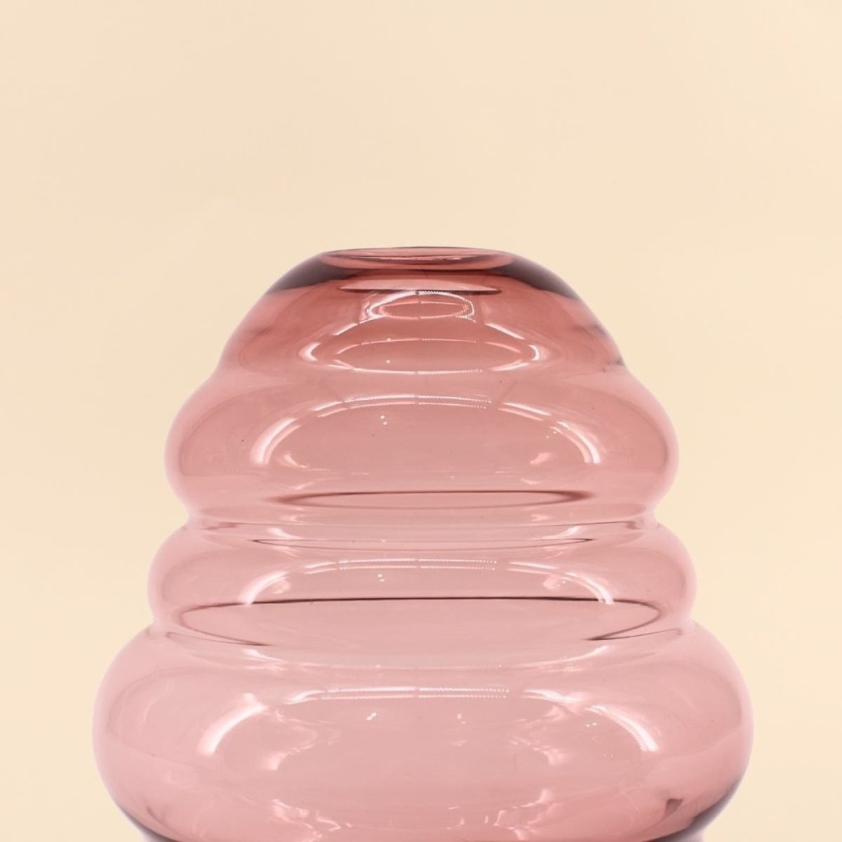 Vase anneaux en verre fait main, H21cm rose, DECOSTAR