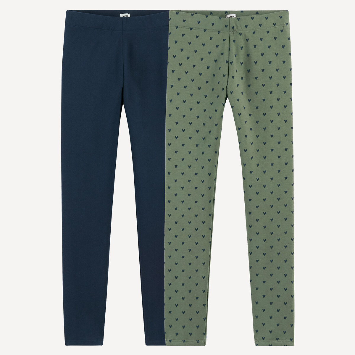 Set van 2 warme leggings marine + groene print, LA REDOUTE COLLECTIONS