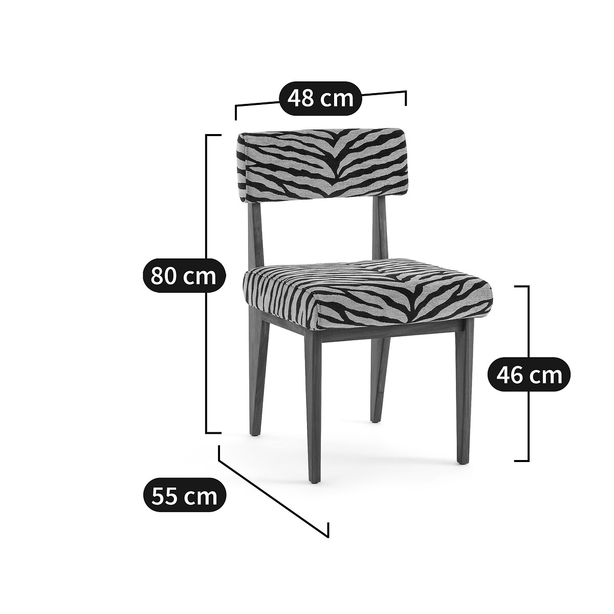 Chaise noyer, tissu jacquard, Izag imprimé animal, AM.PM