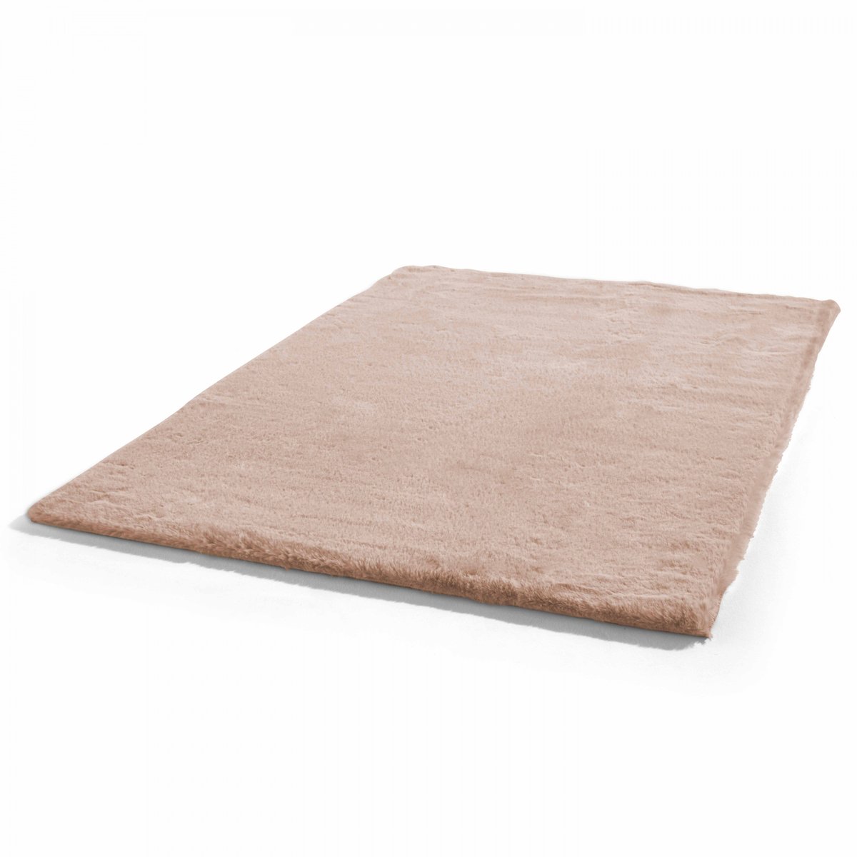 Tapis rectangulaire en polyester à poils longs, SNOW beige, OVIALA