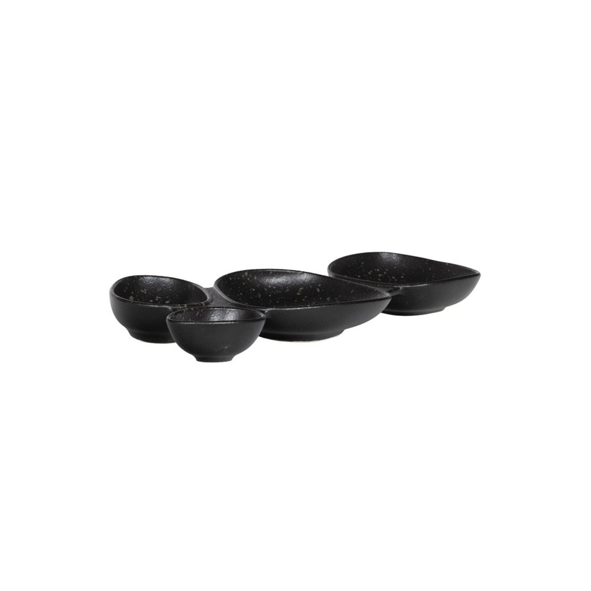 Plat apéritif 4 compartiments Dipsa 29x16 cm noir, TABLE PASSION