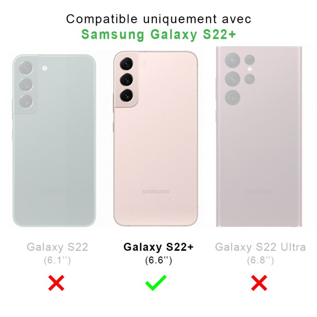 Coque Galaxy S22 Plus 5g antichoc + 2 vitres transparent, EVETANE