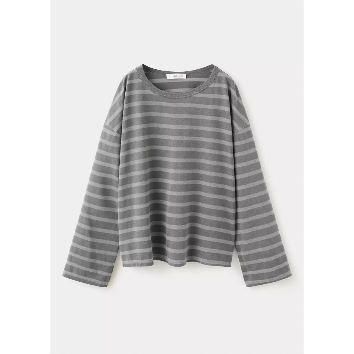 T-shirt oversize rayures gris anthracite, MANGO KIDS