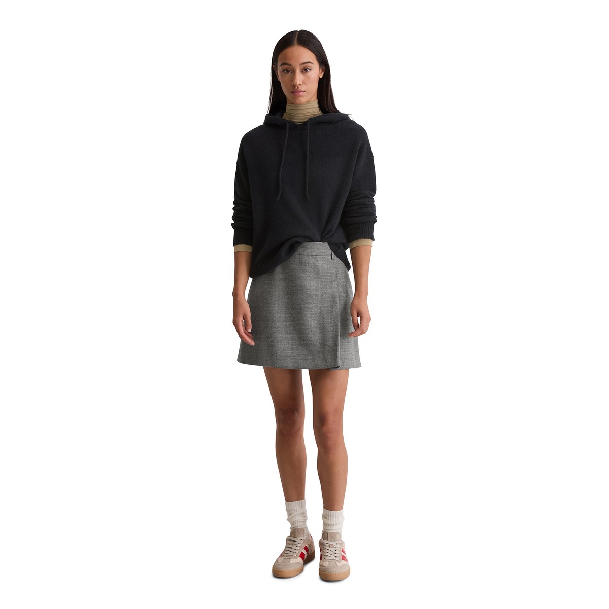 Jupe courte avec détail de plis en pure laine gris, MARC O'POLO