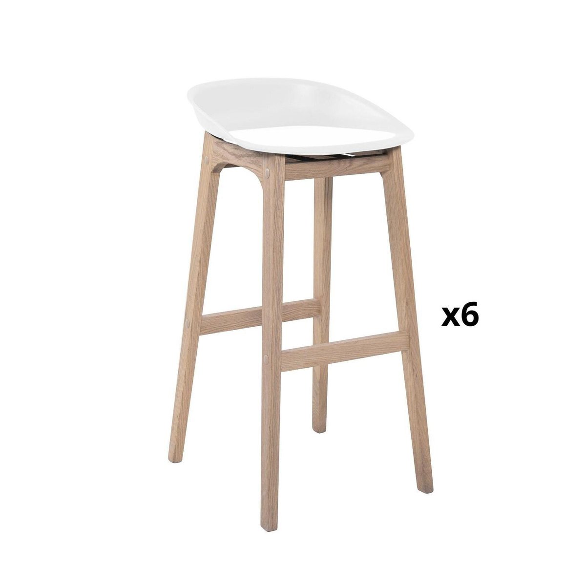 Lot de tabourets de bar en bois 65cm RIVA blanc, MOB IN