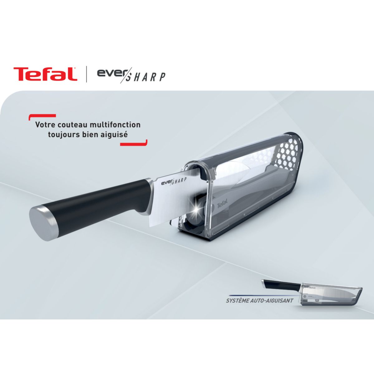 Aiguiseur Ever Sharp Couteau + aiguiseur noir, TEFAL