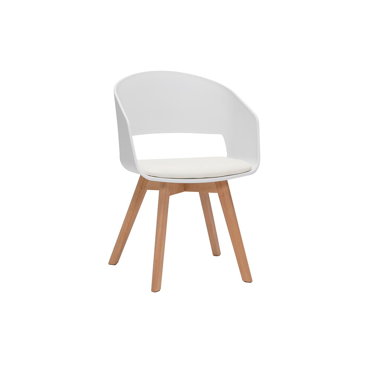 Chaise scandinave pieds bois clair PRISMA blanc, MILIBOO