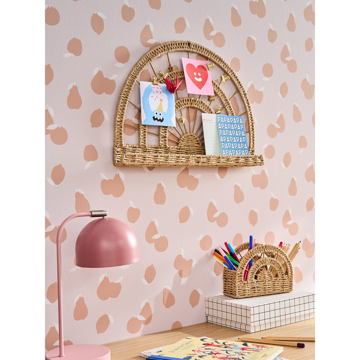 Pêle mêle corde de papier arc en ciel beige, VERTBAUDET