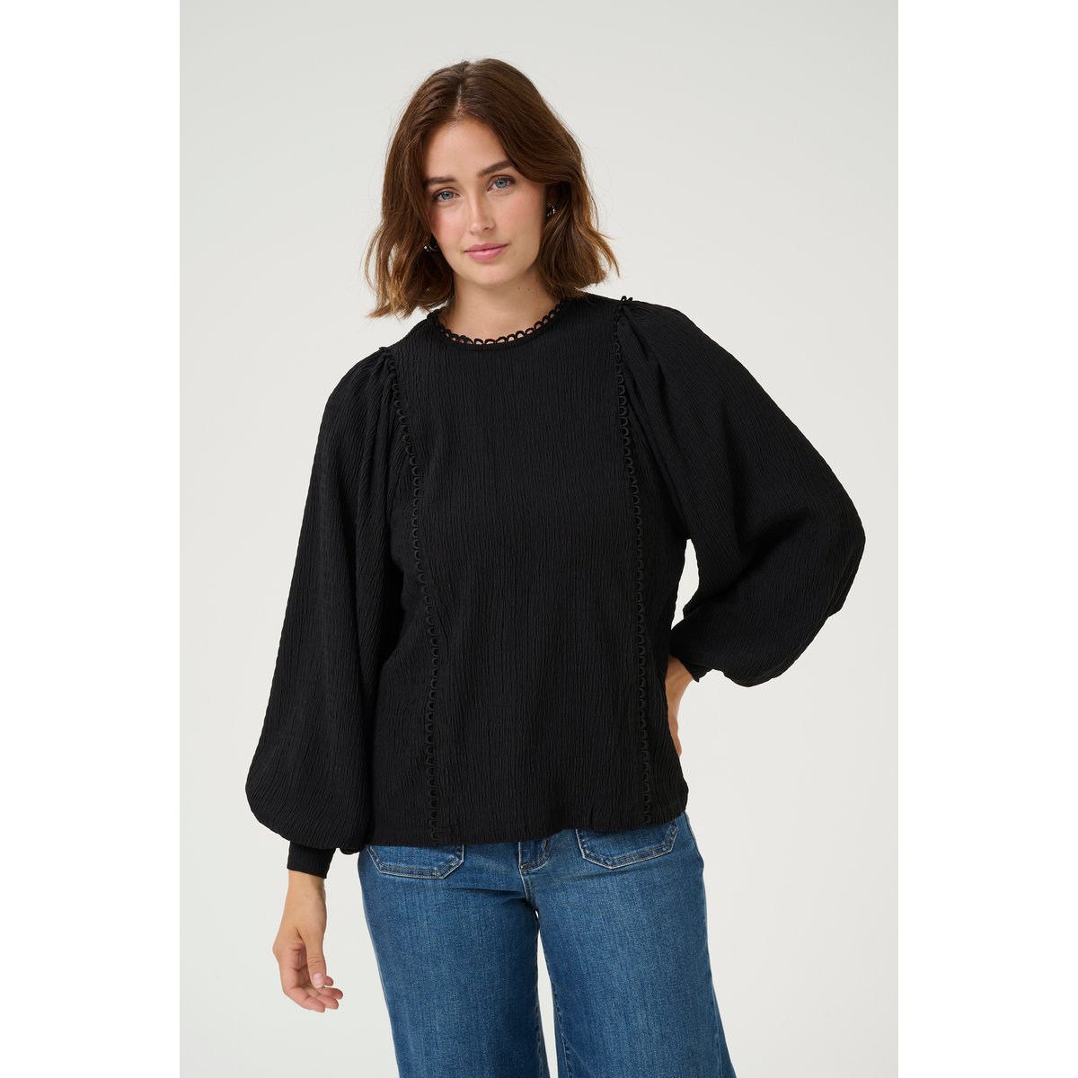 Blouse with long sleeve noir black, KAFFE