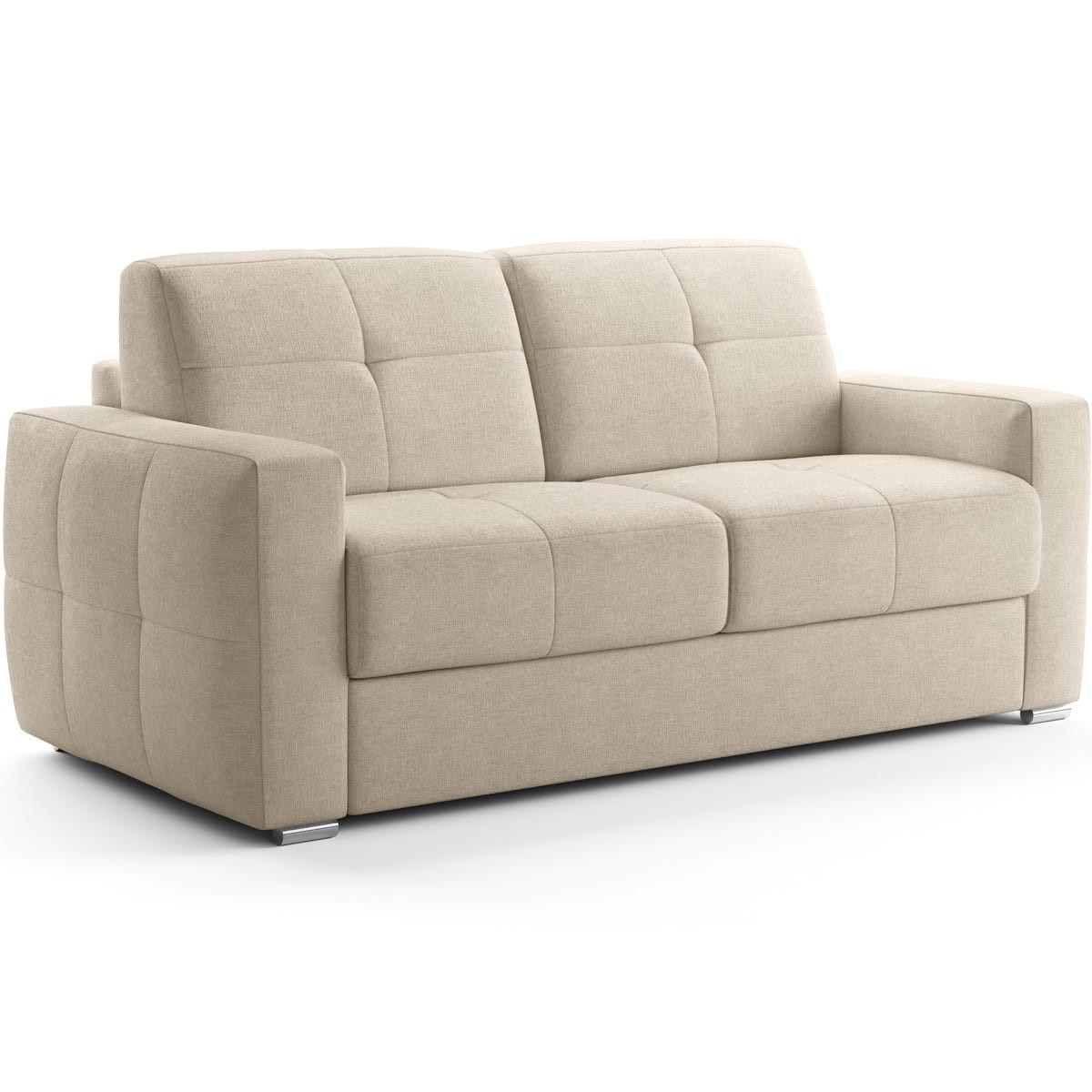 Canapé capitonné convertible 3 places en tissu chenille - ouverture express - CASSIAN beige, HOMIFAB