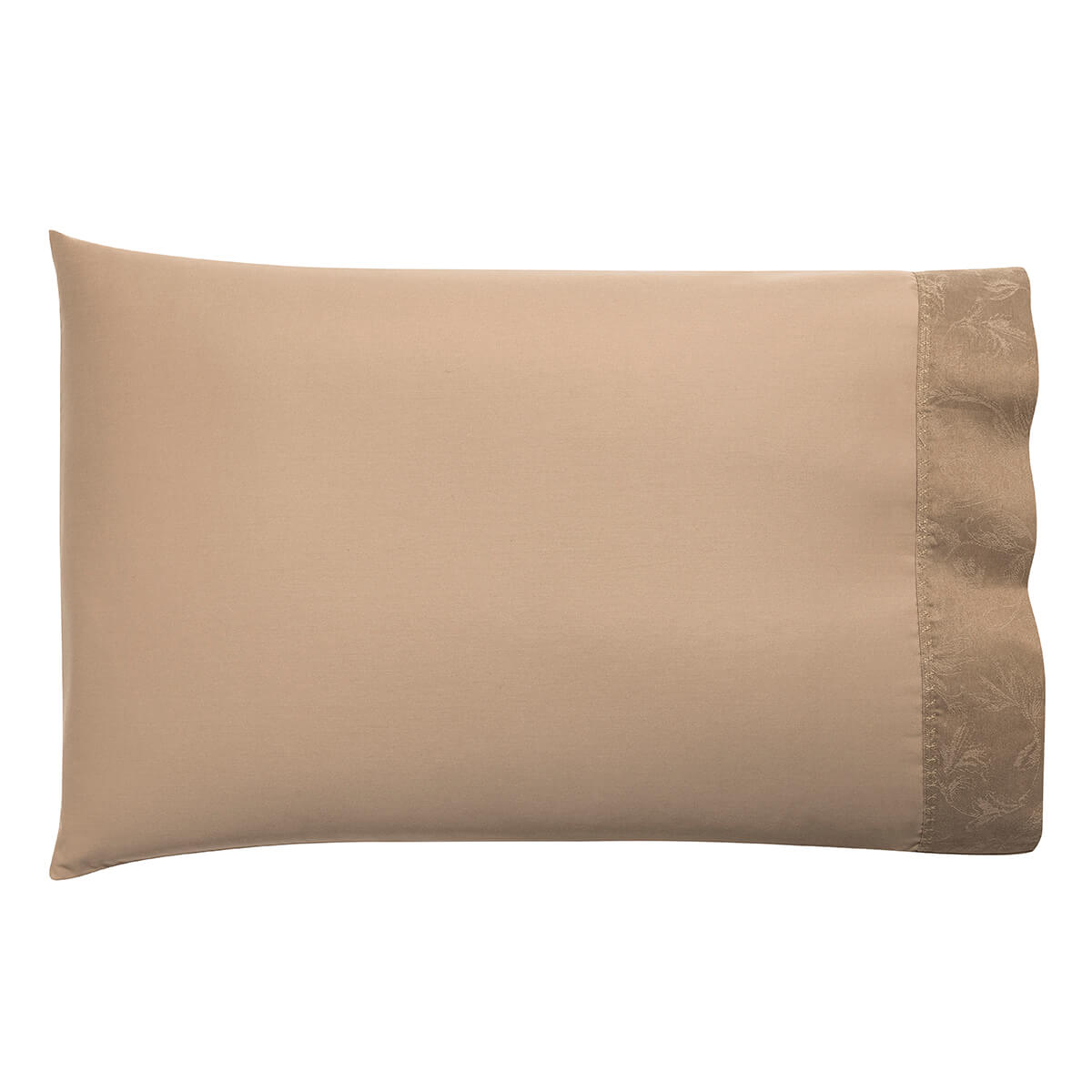 2 Taies américaines en Coton/Lin, ARABESQUE sepia, LE JACQUARD FRANCAIS