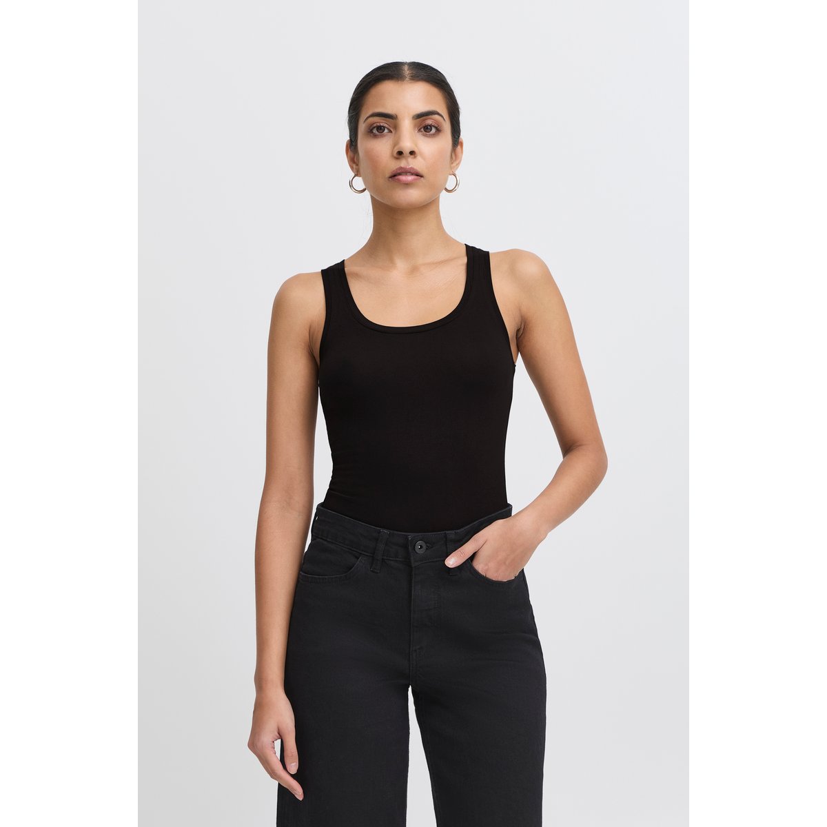 Débardeur coupe slim, longueur aux hanches noir black, ICHI