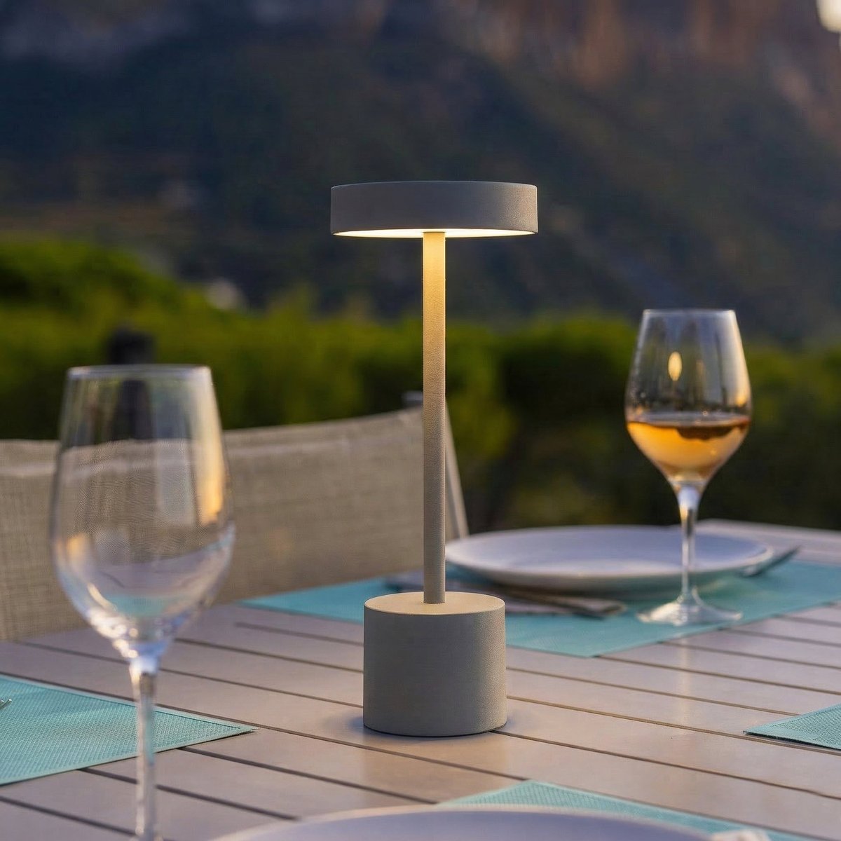 Lampe de table sans fil touch LED ROBY gris, LUMISKY