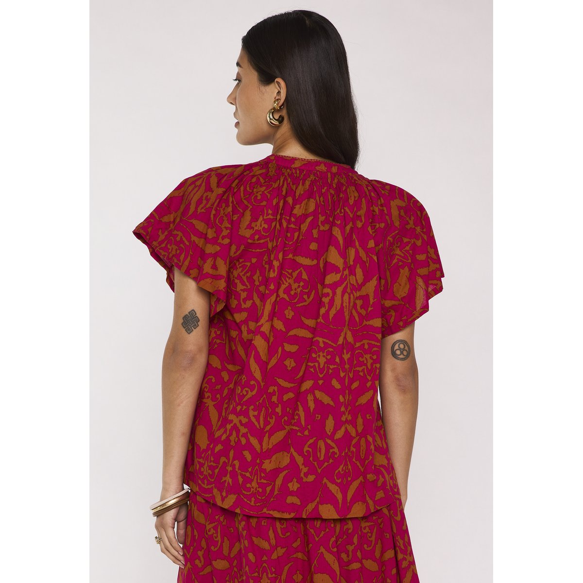 Blouse imprimée à manches courtes en coton MIA fuchsia, Maison 123