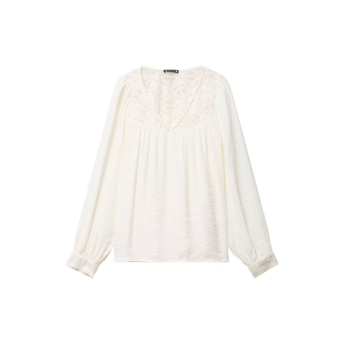 Chemise ample col v manches longues ecru, BREAL