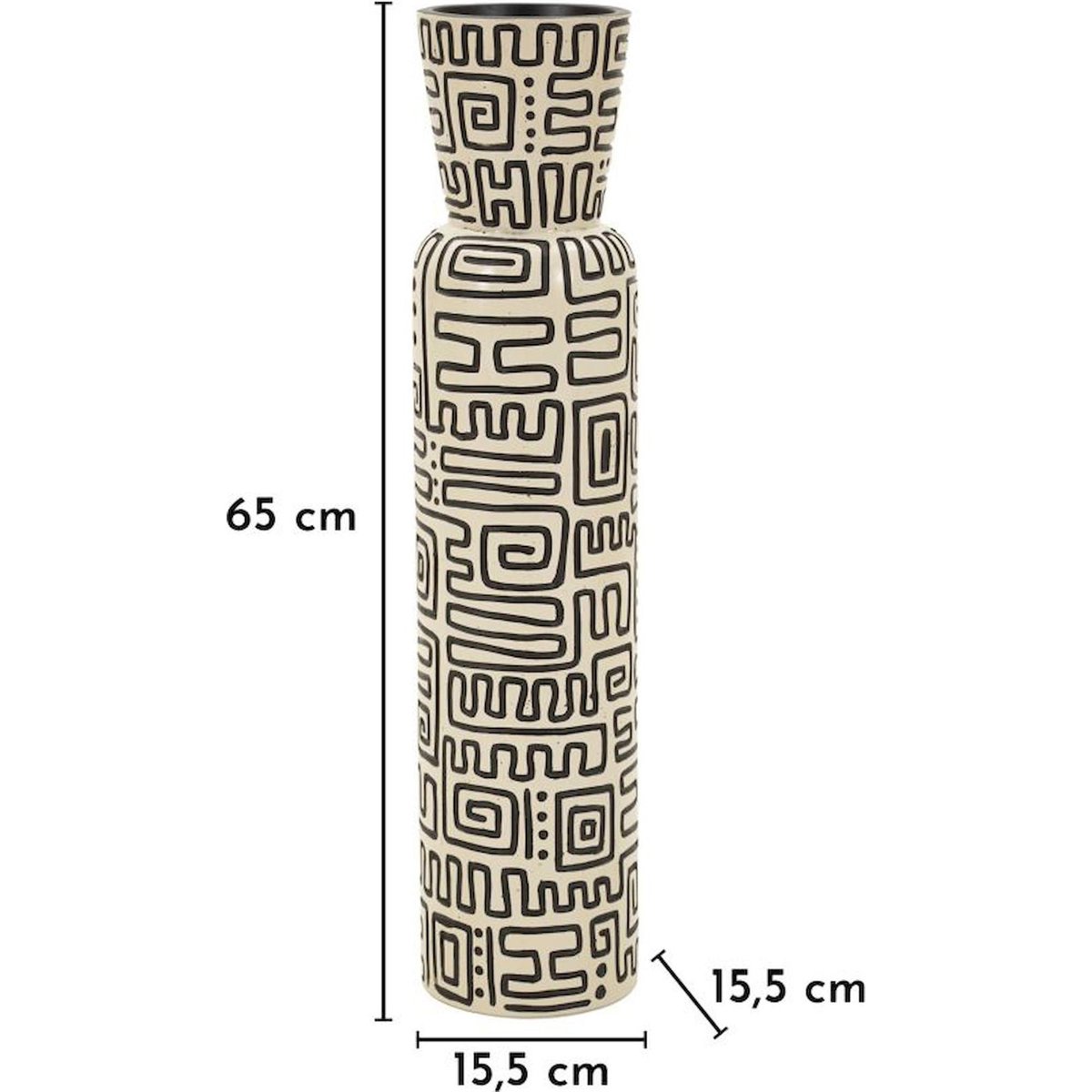 Vase haut motifs graphiques en relief MODERN blanc et noir, RECOLLECTION