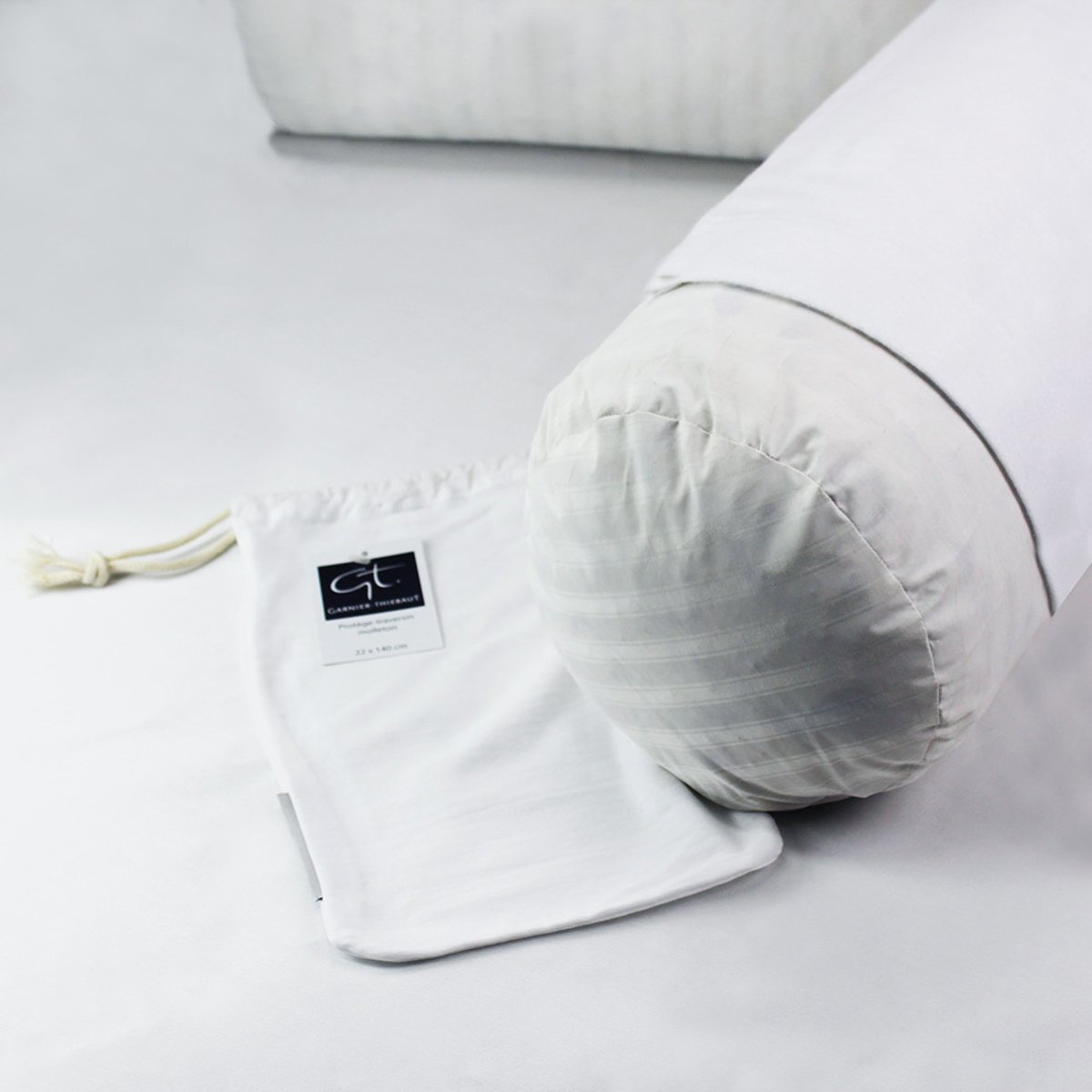 Protege traversin pur coton MOLLETON blanc, GARNIER THIEBAUT