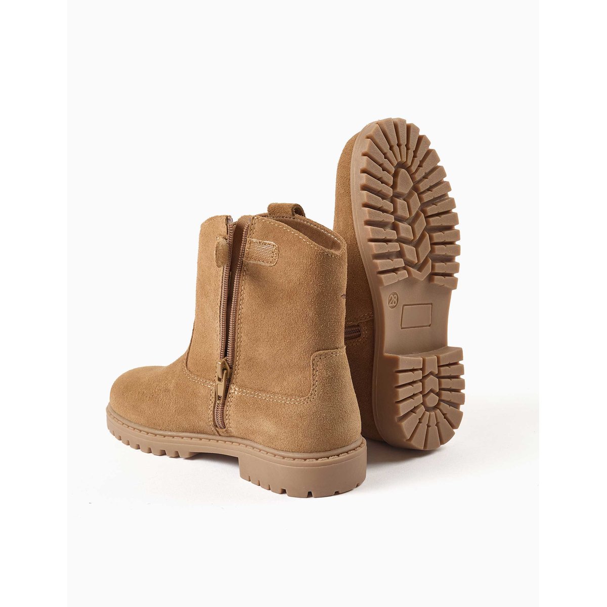 Bottines en suéde avec fleurs brodées marrón, ZIPPY