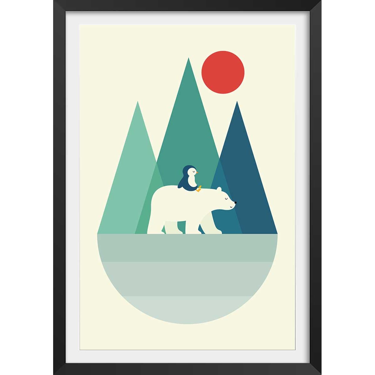 Affiche walking on the moon affiche + cadre en bois - noir, HEXOA