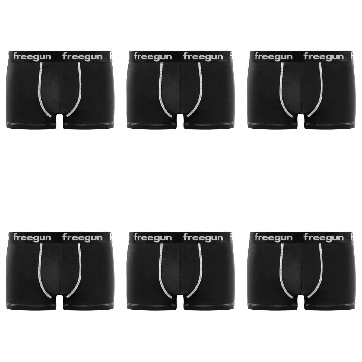 Lot De 6 Boxers Coton noir, FREEGUN