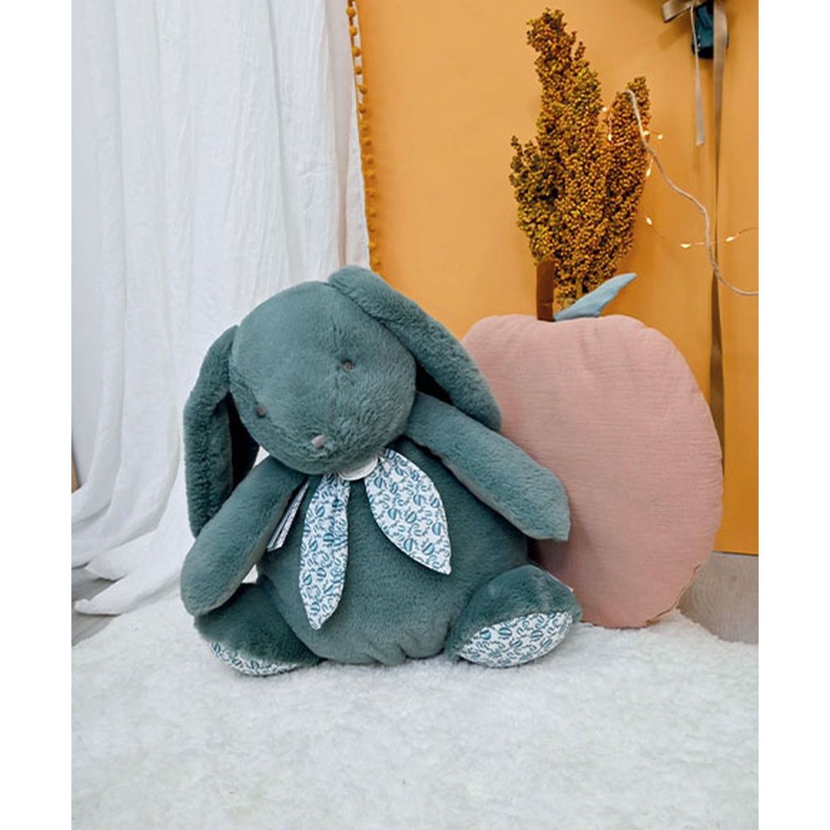Peluche lapin doudou 42 cm Vert sauge couleur unique, DOUDOU ET COMPAGNIE