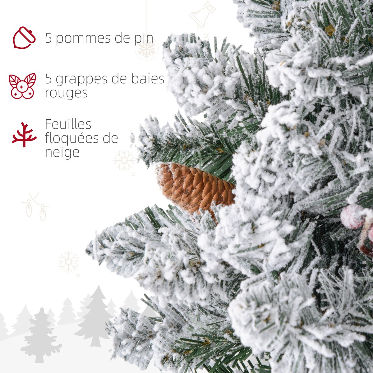 Couronne de Noël Plastique Vert vert, HOMCOM