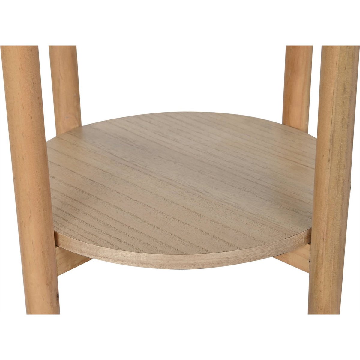 Table d'appoint ronde en bois et rotin beige naturel et bois légèrement texturé, RECOLLECTION