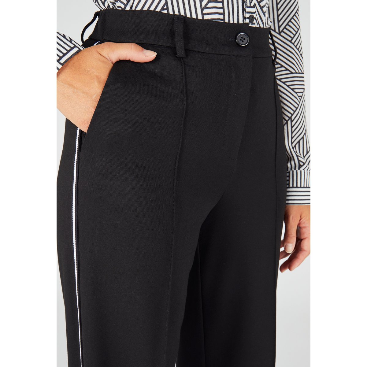 Pantalon large en maille noir, DAMART