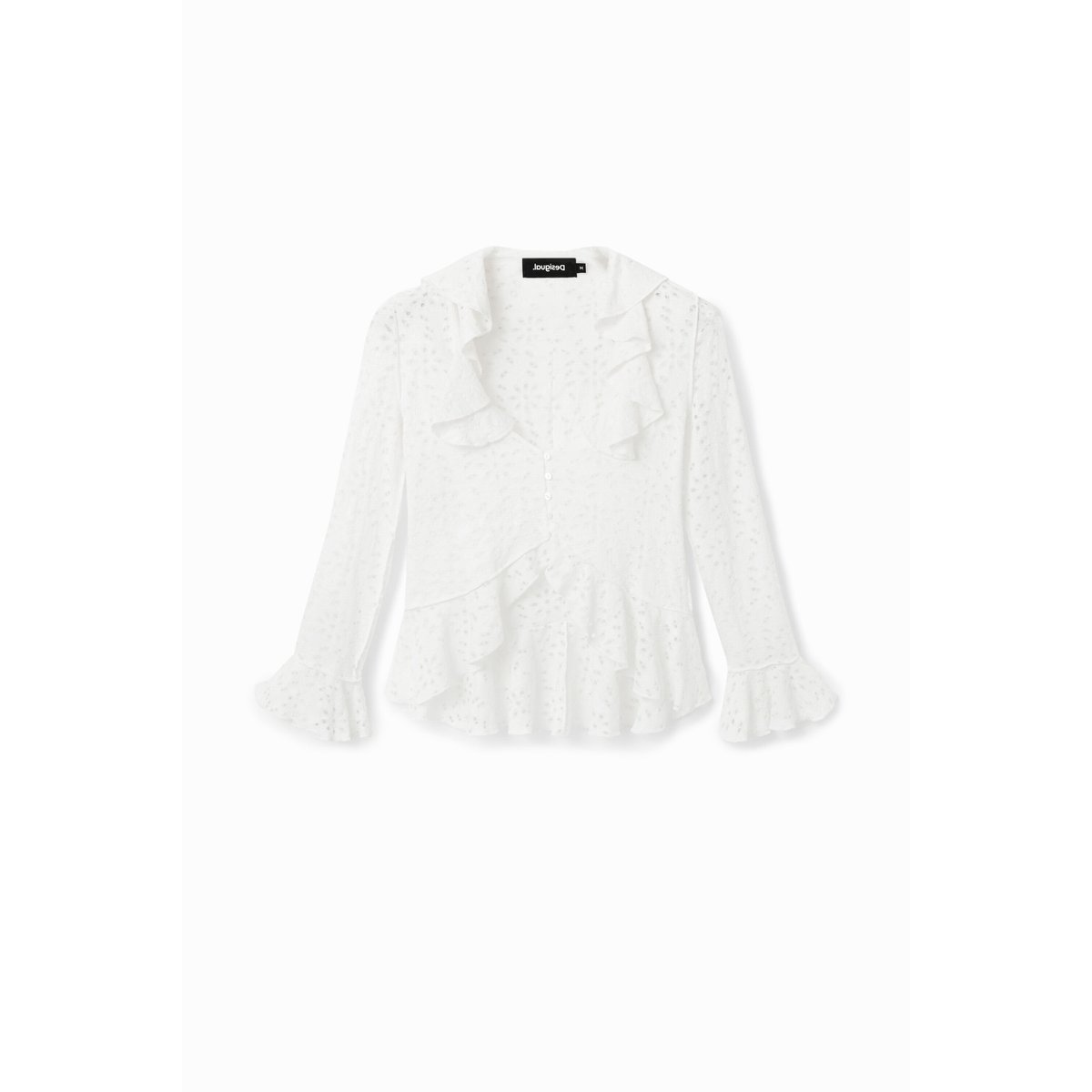T-shirt manches longues volants beige, DESIGUAL