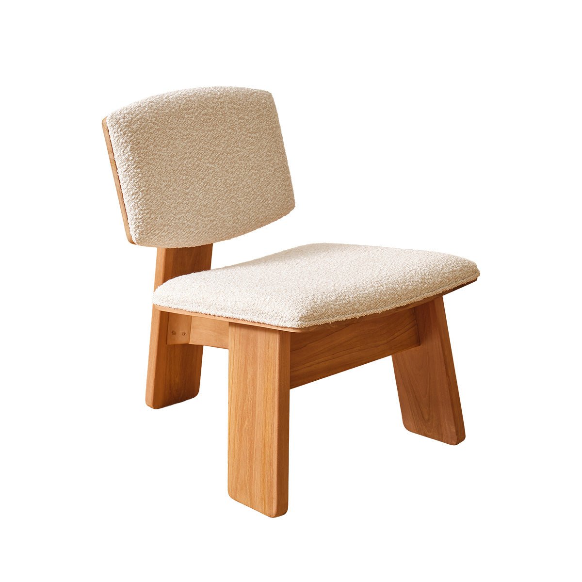 Fauteuil en teck massif et tissu bouclette  BILY ecru, BERAH GETAH