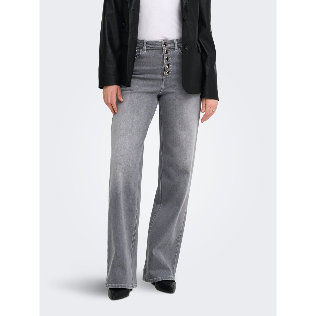 Jean À Jambe Large light grey denim, ONLY