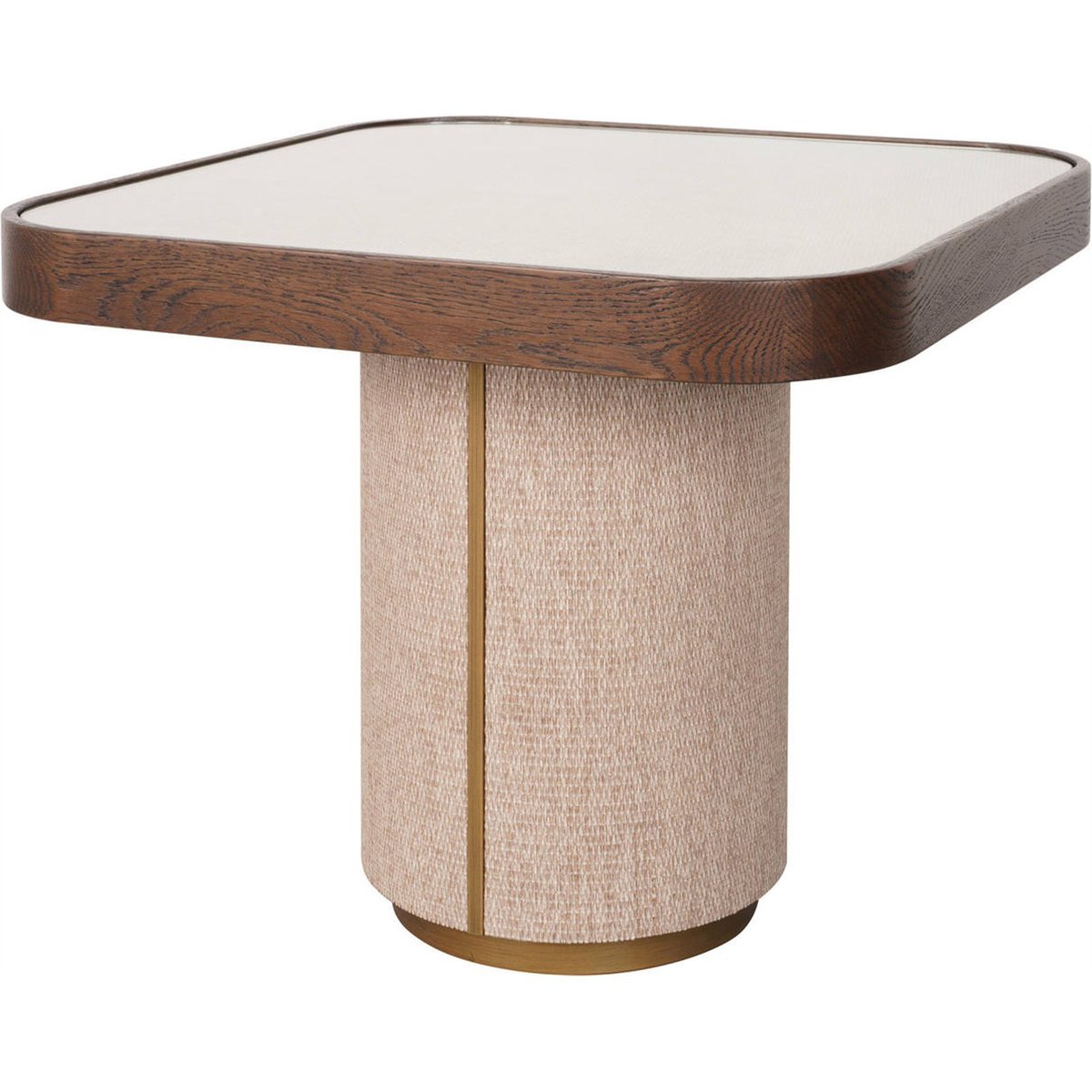 Table d'appoint WILLOX plateau verre beige et bois brun, RECOLLECTION