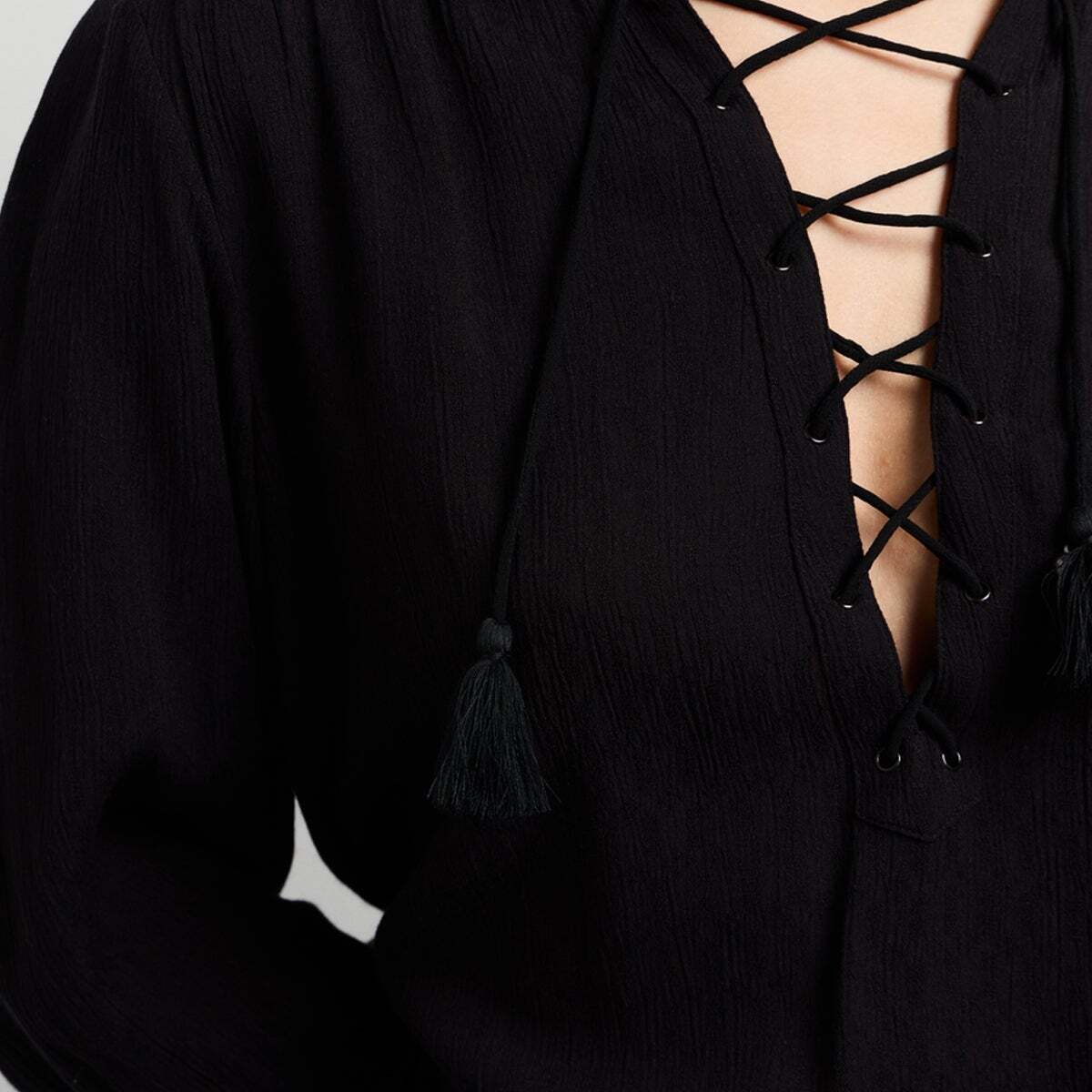 Blouse Semi-Transparente À Col En V noir, PEPE JEANS