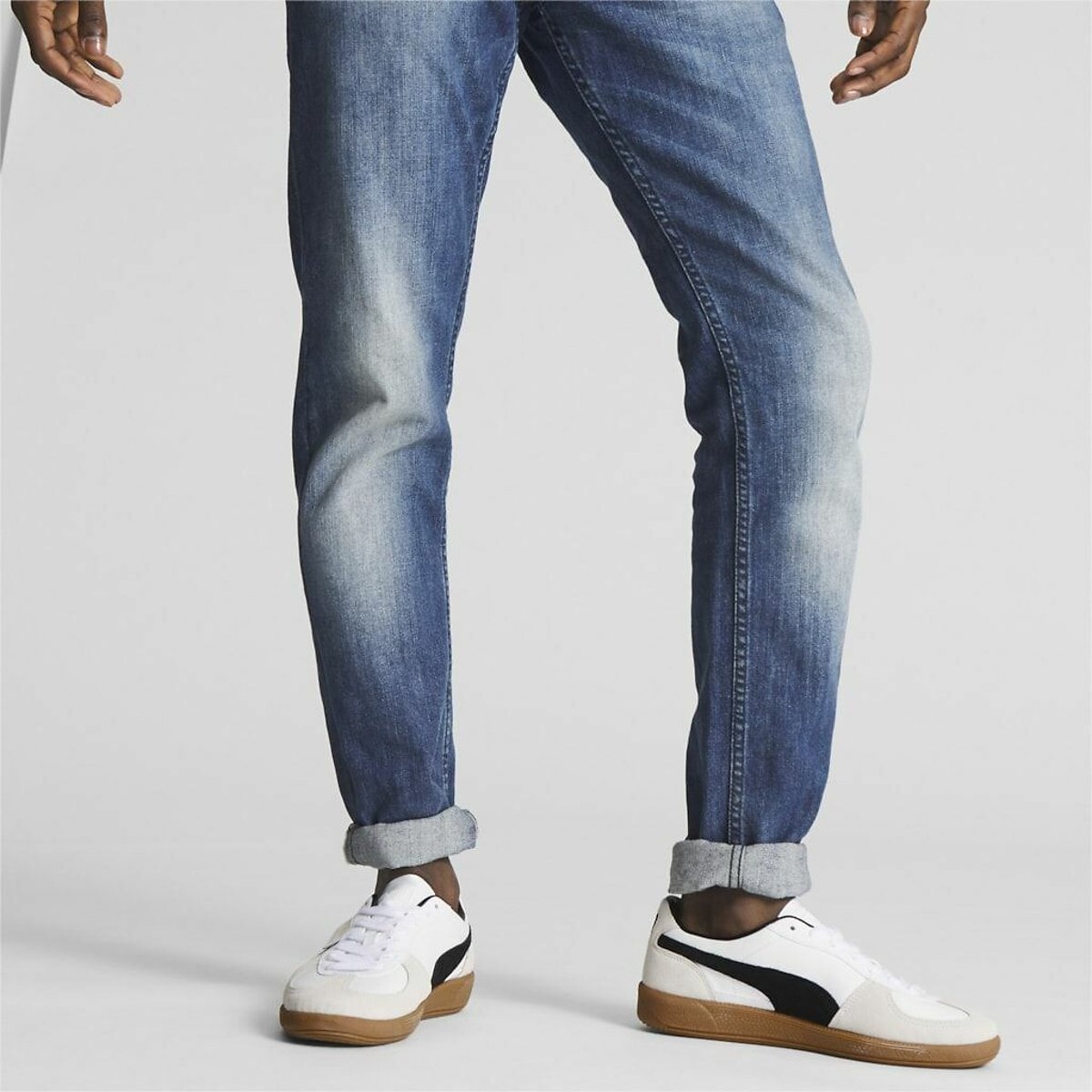 Baskets cuir Palermo blanc/noir/gris, PUMA