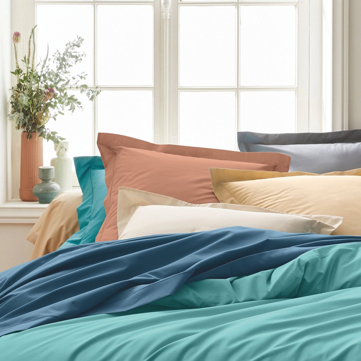 Taie de traversin 100% percale marron, TRADILINGE