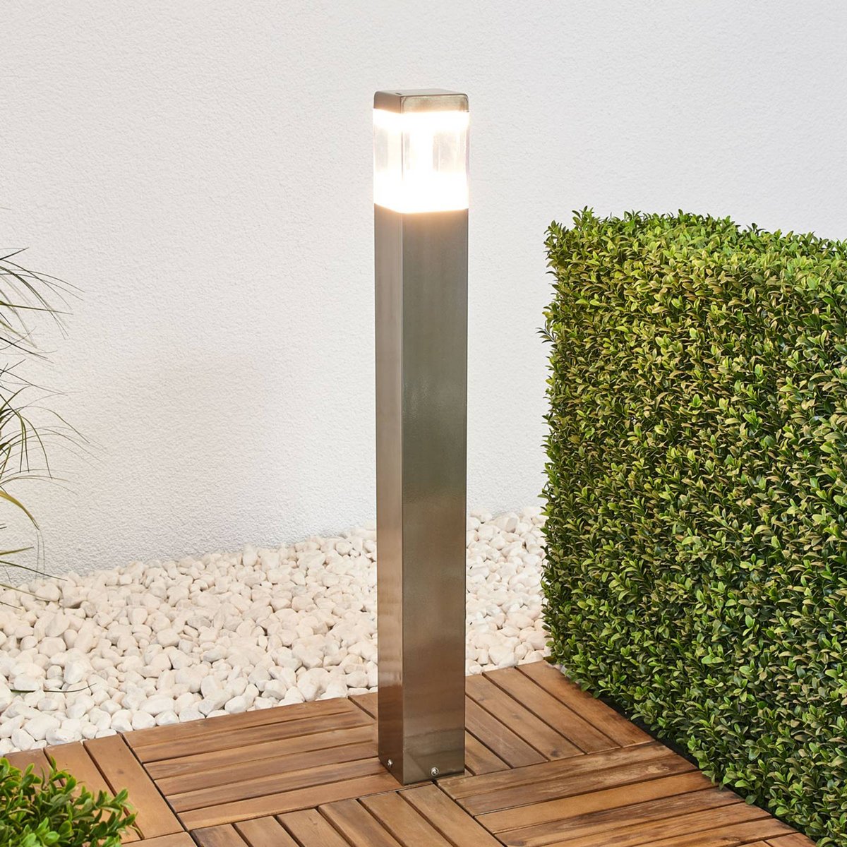 Luminaire extérieur en inox moderneLED acier inoxydable, transparent, satiné, LINDBY