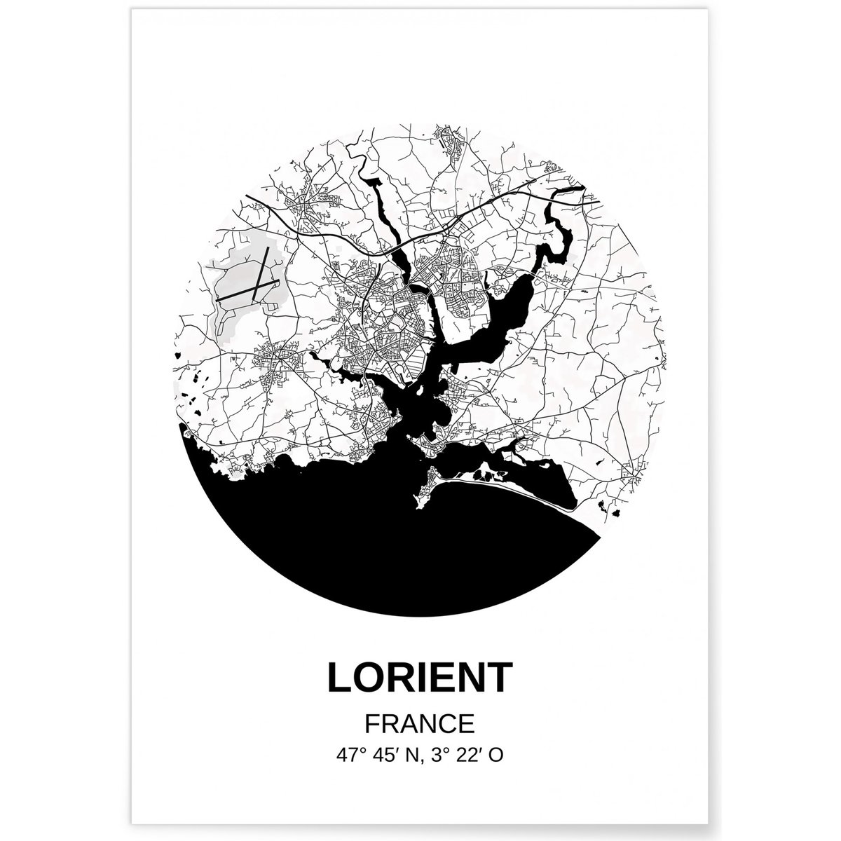 Affiche Carte Lorient blanc, L'AFFICHERIE